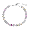 Sparkling S925 silver tennis bracelet featuring multi-colored rectangular zircon stones - 925 Silver / Thin Colorful Tennis Style (DY150233)