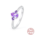Elegant S925 sterling silver ring featuring a pear-cut purple zircon stone with accents - Platinum - Style 2
