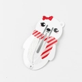 Cute white polar bear cartoon BB hair clip with red bow and scarf for kids and girls - Polar Bear