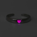 Luminous heart ring with adjustable open band featuring pink glow in the dark - Single Pink Ring (White K Pink WG0-1285 Luminous)