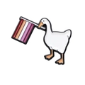 Emaille speld met een witte gans die een lesbische trots vlag in zijn snavel heeft - Gans met vlag (xz9482)