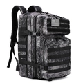 Tactical outdoor backpack in grey honeycomb camo with MOLLE system and US flag patch - 45L / Black Python Camo
