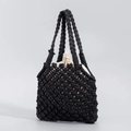Bolso de playa de algodón trenzado negro hecho a mano con bolsa interior beige - 20*2*17CM / Negro (Con Bolsa Interior)
