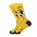 Gelbe Baumwoll-Wadensocken mit schwarz-weißem Hundemuster und PUPPY-Schriftzug - Hellgelb und Schwarz