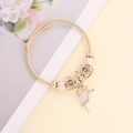 Détails d'un bracelet doré avec perles en émail rose et charm de danseuse de ballet - 4# Rose pâle