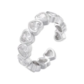 Anello cuore aperto in argento con micropavé di zirconi, misura regolabile per donna - Argento