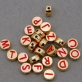 Gold-tone alloy alphabet charms with red enamel drip finish for DIY jewelry making - Alphabet Set (DY147) / Set of 26 / Style 3 Red