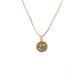 Collar de moda bañado en oro de 18k con colgante de cara sonriente y circonitas champán - Oro Sonrisa Circón Champán