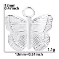 Detalle macro del colgante de mariposa con medidas 12x13mm y especificación de peso 1,1g - Color Acero