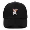 Cappellino da baseball classico in cotone nero con ricamo colorato di un bulldog francese - Nero