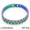 Rainbow plated stainless steel watch-style link bracelet 210mm length for men and women - 21cm*10mm (KB167047-K)