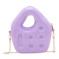 Mini bolso jelly morado de PVC para niños con asa hueca y correa de cadena dorada - Morado