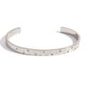 Silver celestial open bangle featuring moon and star engravings with small rhinestones - Geometric Pattern Style 3 - Silver Tone
