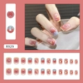 French style heart and star press-on nail set with 24 pieces in pink and blue gradient - Heart Star Style with Glue (R929)
