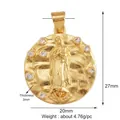 20mm gold-plated copper Virgin Mary pendant with white crystals and detailed engraving - M291098-Round Virgin Mary White CZ