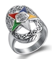 Anello in acciaio inossidabile Order of the Eastern Star con stella in smalto a 5 colori - US 7 / Colore Acciaio (A-07107)