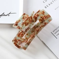 10cm acetate hollow rectangular hair claw clip with brown marble texture for women - 6# Green + Coffee 10cm Acetate Claw Clip