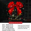 Red Christmas bow window decal with golden Merry Christmas text and white snowflakes - Small / Sduv099