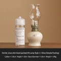 Hand-painted blue orchid ceramic oil lamp set with glass chimney and fuel bottle - Chengxiang Style / Orchid