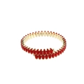 Close-up of luxury double-layer necklace with marquise-cut red gems in gold claw setting - Gold Color Bracelet / Red/Gold