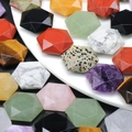 Polished hexagonal natural crystals and gemstones in multiple colors for DIY jewelry - Mixed Random
