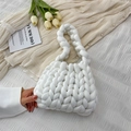 Handmade white chunky yarn cloud handbag for women stylish DIY knit crochet shoulder bag - White