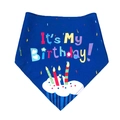 Blue pet birthday bandana with It's My Birthday text and cupcake print for dogs - Bib / Sapphire Blue