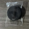 Single round black crystal velvet powder puff in transparent individual plastic wrap - Candy Bag 55x10mm / Black