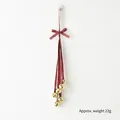 Christmas plaid bow ornament with 6 gold bells, 42cm length for festive tree decoration - Red Green Plaid Bell Small