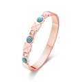 Brazalete de acero bañado en oro rosa de 18K con turquesa y pedrería brillante - Oro Rosa