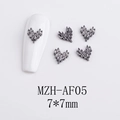 Detailed view of 7x7mm vintage gunmetal 3D heart-shaped nail art charm with cross texture - Ribbed Texture Heart (AF05)