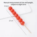 Modelo realista de brocheta de frutas confitadas, 8 bayas rojas, palo madera, 27 cm largo - Haws Confitados Brillantes de 27cm