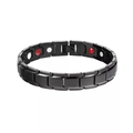 Men's black magnetic link bracelet with therapeutic red and white function inserts - Black