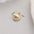Macro view of 14K gold evil eye charm with size measurements 15.24mm and 12.55mm - H-11856/Purple Stone Eye Pendant