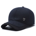 Berretto da baseball invernale blu navy e nero con paraorecchie e stemma a forma di F - Regolabile / Blu navy