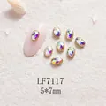 Charm ongles ovales avec cristal irisé et bordure en métal doré de 5x7mm - Base Or Pierre Aurore AB (LF7117) / 5X7mm