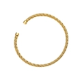 Poliertes, goldfarbenes geflochtenes Armband mit glatten Zylinderenden aus Metall - Industrielles Dünnes Kabel / Gold