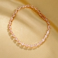 Rose gold tennis bracelet with pink marquise-cut zircon stones on silk background - BP5130 Gold Plated [Zircon approx 4mm]