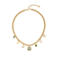 Collana bohémien in oro con pendenti a fiore farfalla e perla d'acqua dolce naturale - Design Farfalla e Fiore (1#)