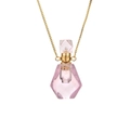 Lavender amethyst perfume bottle pendant with gold box chain on white background - Rose Quartz