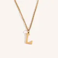 Minimalist 18k gold plated letter L pendant necklace with polished finish for women - Gold L