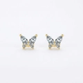 Elegant gold butterfly stud earrings with sparkling zircon stones in a minimalist design - Butterfly Style (RHE945G) / Gold