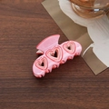 Pink heart-shaped hollow hair claw clip for women featuring three cut-out patterns - Hollow Heart Half Round Claw / Pink