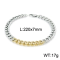 Two-tone silver and gold Cuban chain bracelet, 220mm length and 7mm width - B-Style Gold Bracelet (KB150256-KLHQ)