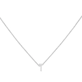 Minimalist silver letter T pendant necklace with a sleek adjustable cable chain for women - Steel T