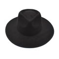 Sombrero Fedora clásico de fieltro de lana negro para hombre y mujer con ala plana y copa de corazón - M (56-58cm) / Negro