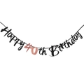 Elegant black and rose gold Happy 40th Birthday banner for party decorations - 40th Birthday Glitter Style / Black Rose Gold
