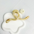 Amber marble hair claw clip with ink painting texture on white decorative petal tray - Cross Shape 13cm-Brown Coffee