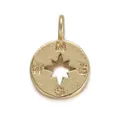 18K gold plated compass pendant featuring octagonal star and N S E W engravings - Gold Hollow Compass Pendant(YSN012-06)