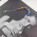 Pulsera de cuentas de piedra natural siete chakras con bola metálica y cadena de plata - Cadena de Cuentas de 7 Chakras